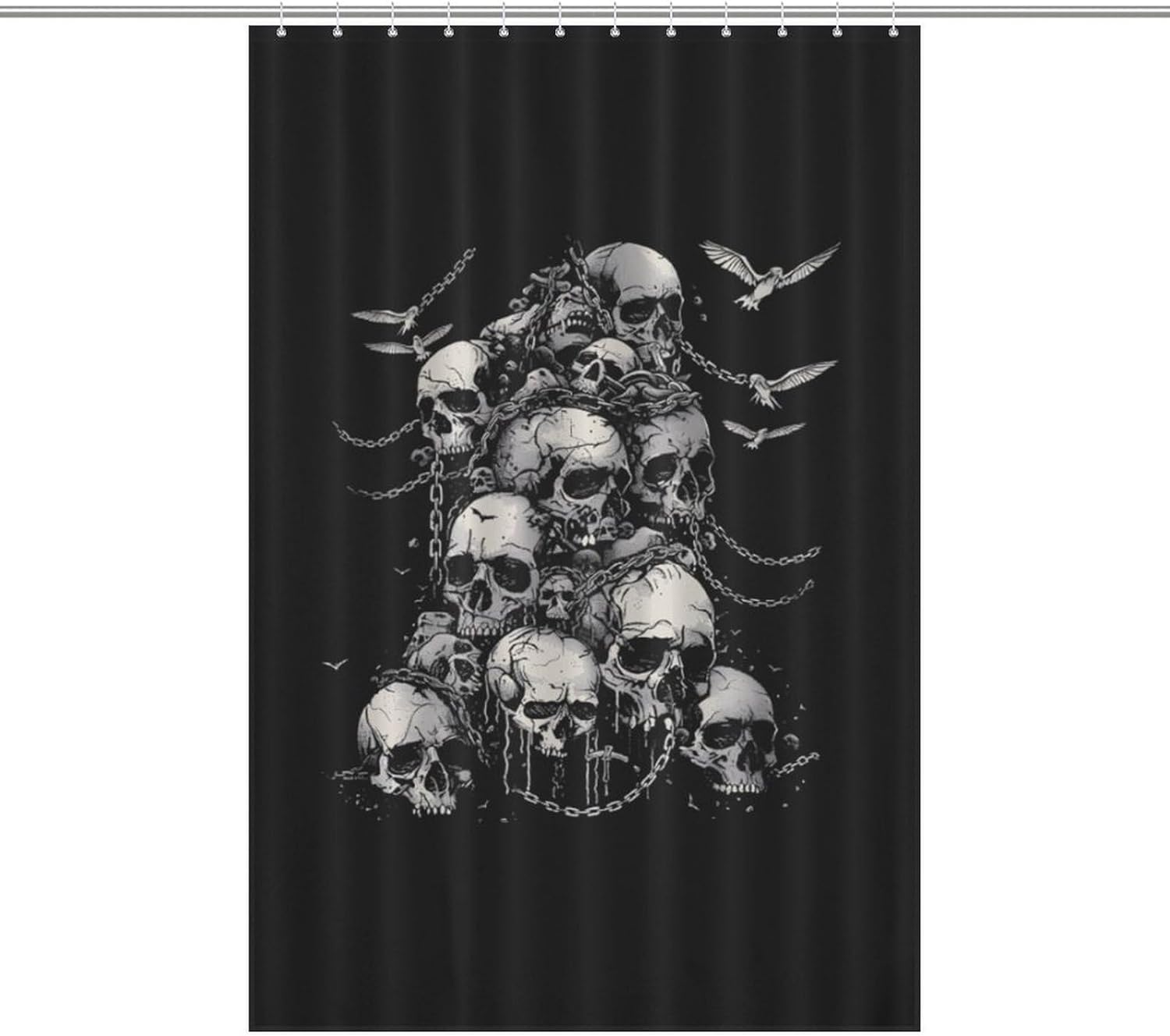 Skulls with Chains Birds Funny Shower Curtains Washable Bath Curtain Liner with Hooks for Bathroom Bath Tubs 48x72Inch（122x183cm）