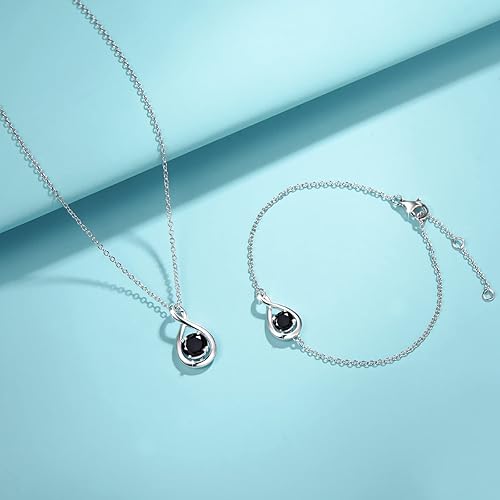 Miniatura 2 de FANCIME- Collares de piedra natal para mujer, joyería fina de plata de ley, dije de infinito, aniversario, cumpleaños, Navidad, para esposa, mamá