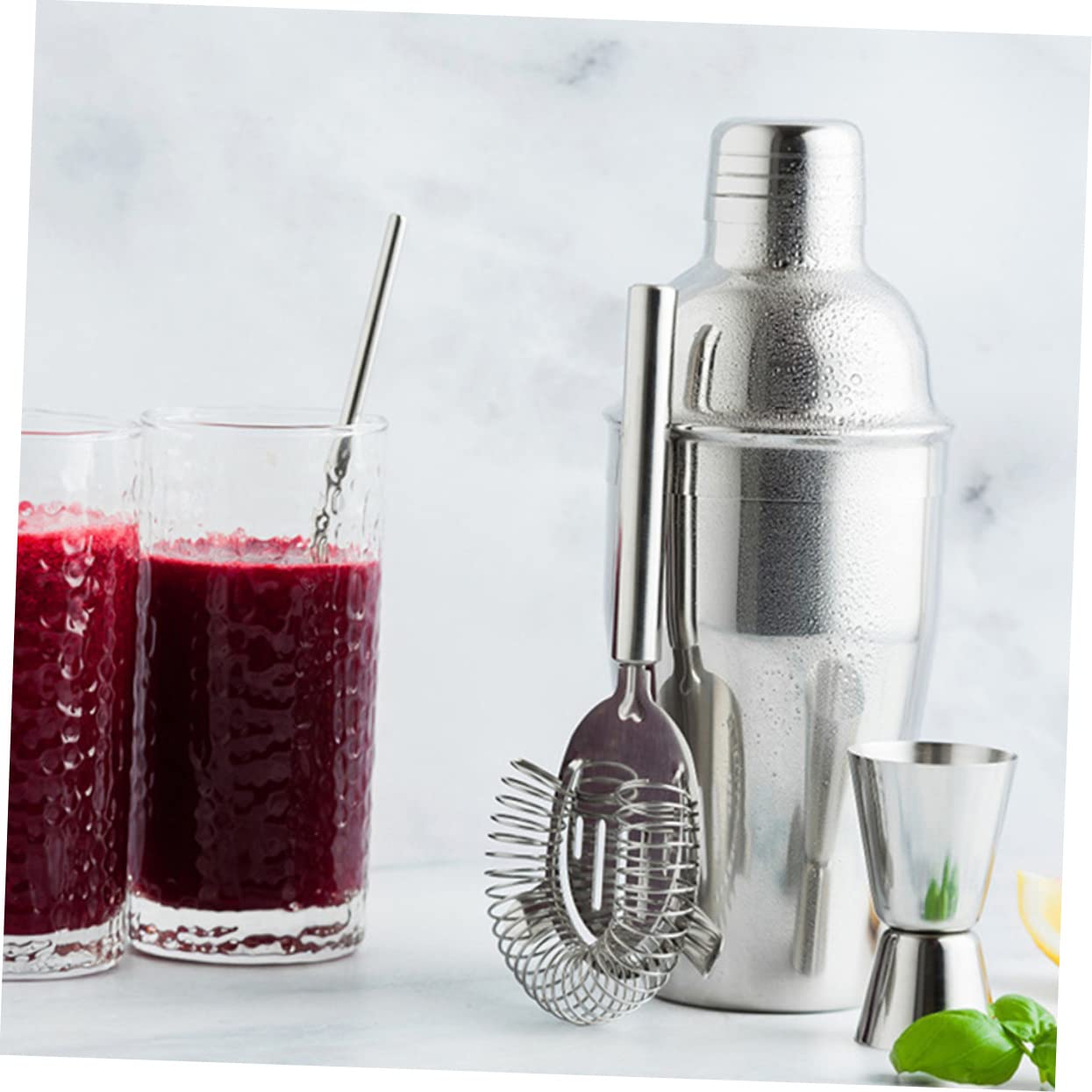 POPETPOP Set Cocktail Professionale Shaker da 550ml Robusto e Comodo 5 Pezzi in Acciaio Inossidabile Accessori Moderni per Bar Domestico e Aperitivi