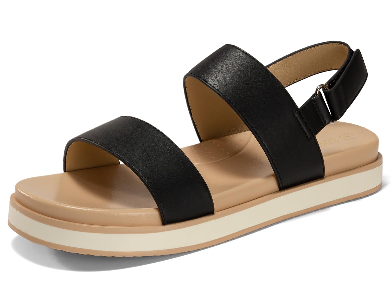 Coutgo Damen Verstellbare Riemchen Sandalen Sommer Flach Sandaletten mit Fußgewölbeunterstützung