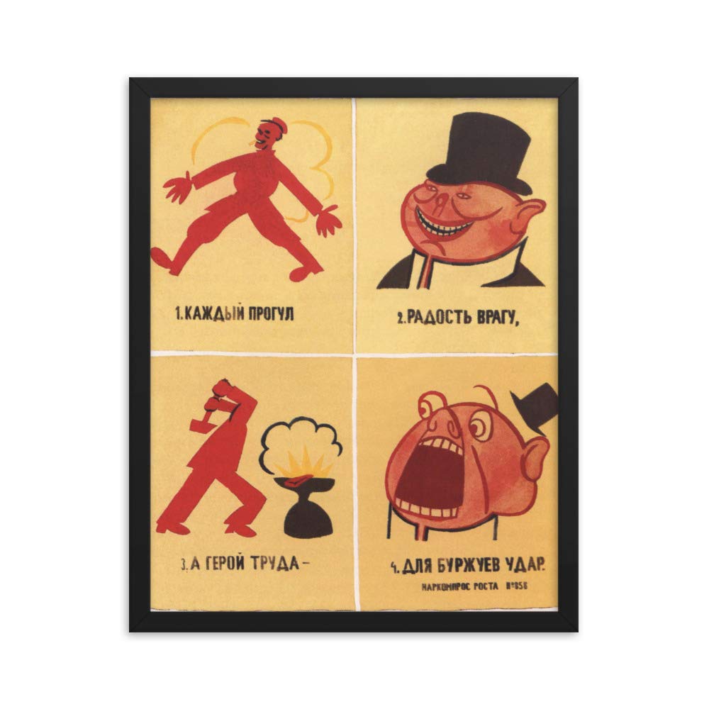 Poster soviétique URSS encadré pour décoration de bureau vintage