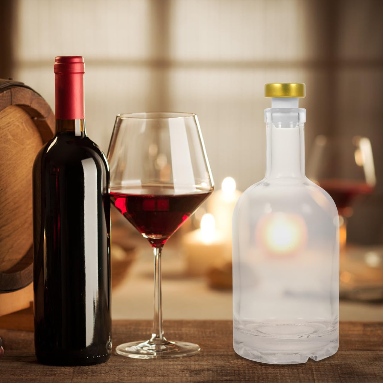 2 Stück-Pack Wodkaflaschen aus Glas, 375ml, Dickwandig, Transparent
