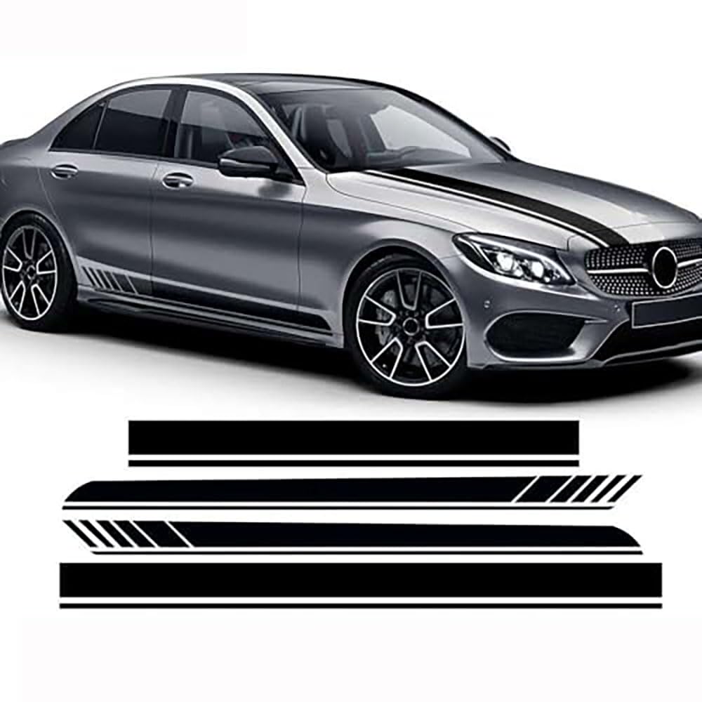 LzDQF Car Side Skirt Stickers stripe decal Decals,For Mercedes Benz W206 S206 C63 AMG Car Door Side Skirt Sticker Auto Body Decor Decals.,Red