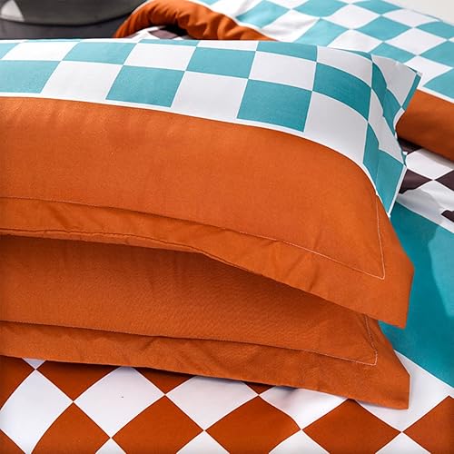 Miniatura 4 de Sviuse Color Clash - Juego de funda de edredón de 3 piezas, tamaño individual, estampado a cuadros con cierre de cremallera, 1 funda de edredón + 2