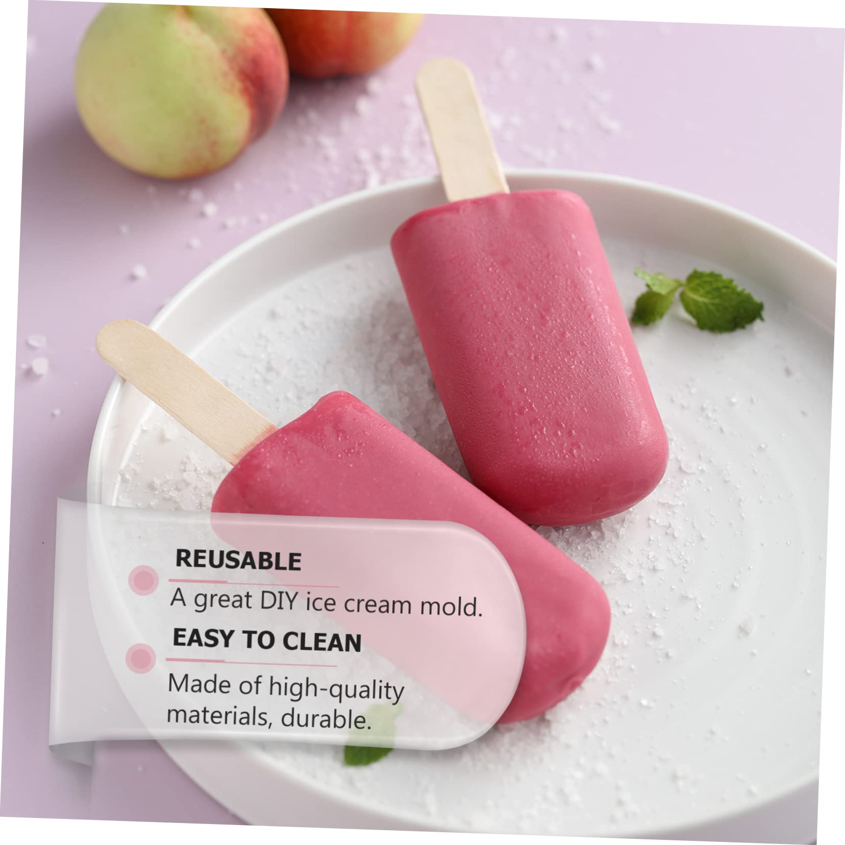 Moule à Glace Diy Silicone Semi-transparent Cavités Avec Bâtonnets Bois Pour Sorbets Maison Réutilisable Sain Pour Jus Yaourt Et Fruits