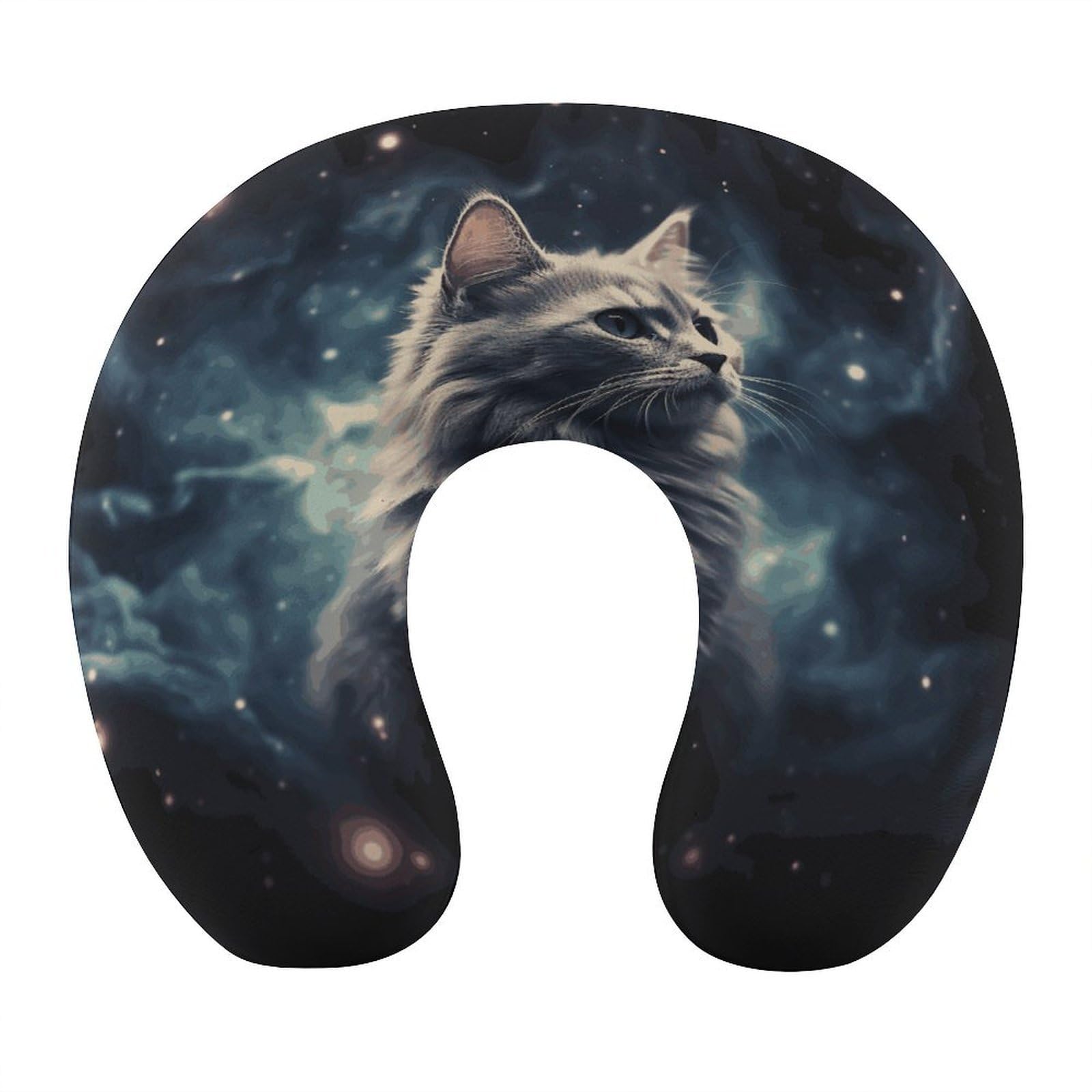 Btcowzrv Style A Cat In A Nebula U Shaped Neck Pillow Travel Pillows