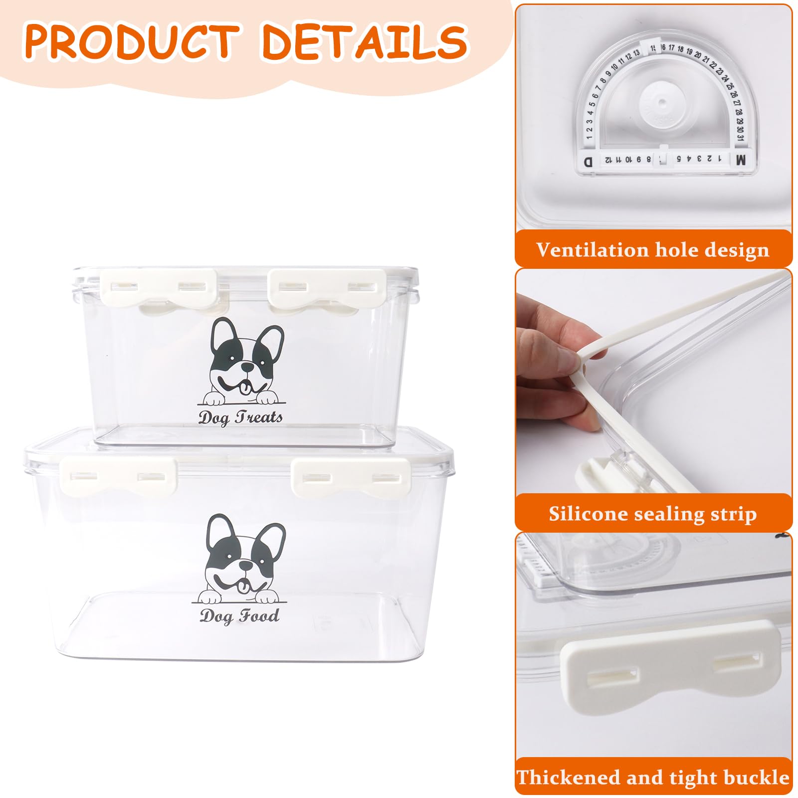 Contenitore Crocchette Cane, Set Di 2 Contenitore Per Alimenti Per Animali Domestici, Porta Crocchette Per Cani In Acrilico,Dispenser Sigillato Per Crocchette In Canna , Per Gatti, All'Aperto, Viaggi