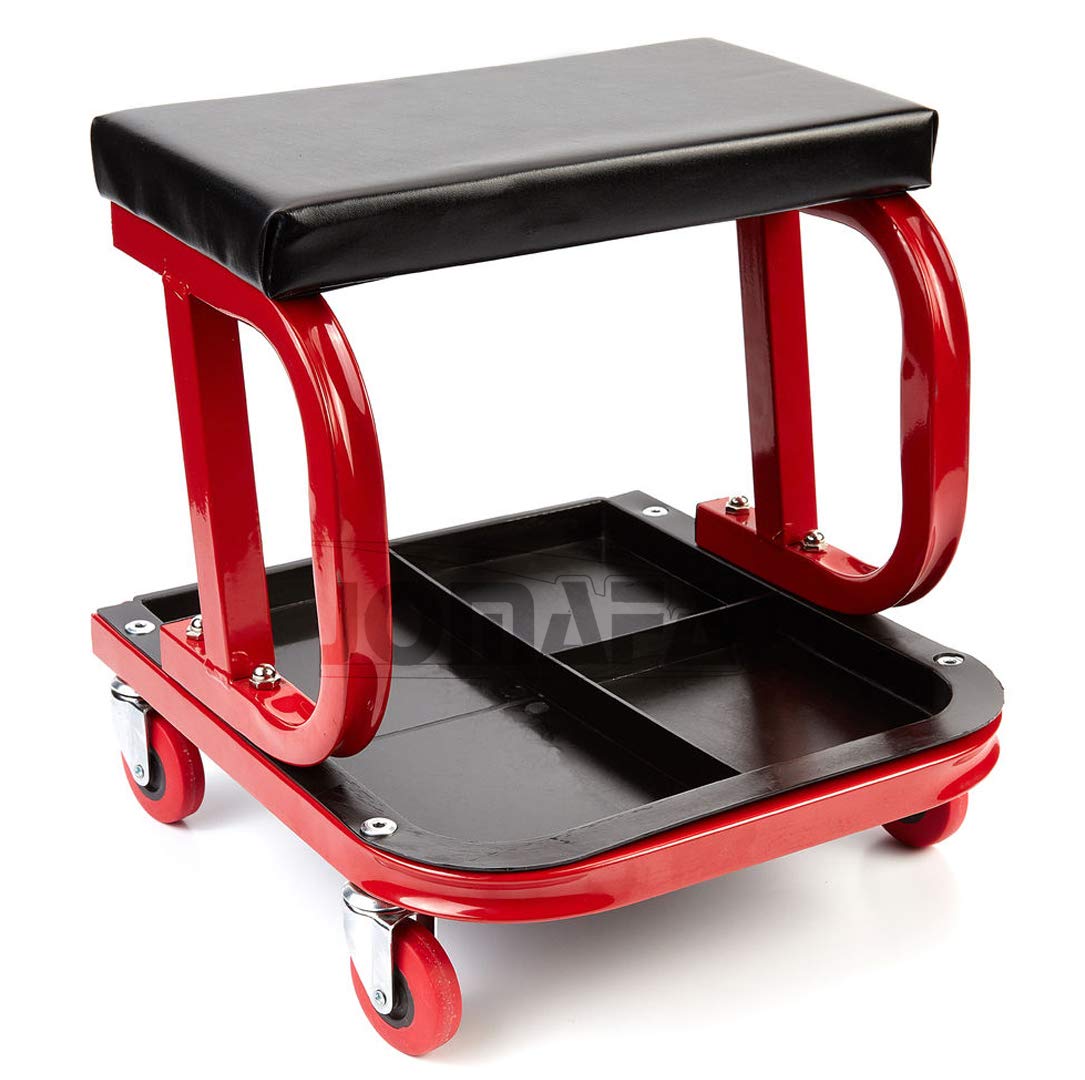 JOMAFA - Taburete Asiento para Mecánica Silla para Taller Mecánico con ruedas y bandeja