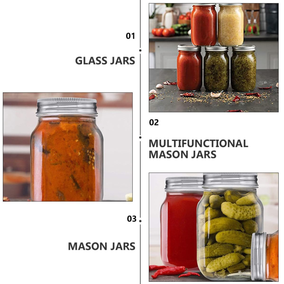 1 Satz 4 Stück Glasbehälter mit Deckel Luftdichte Salatdose und Multifunktionaler Vorratsbehälter zum Zubereiten von Mahlzeiten für Unterwegs