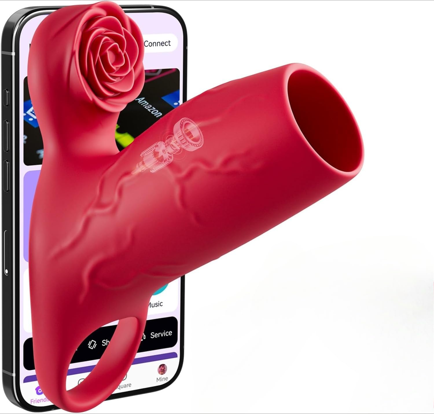 Accessoires érotiques — Anneau vibrant universel, 10 niveaux de vibration puissants, conception en manchon, confortable à porter, avec anneau pénien et gode vibrant