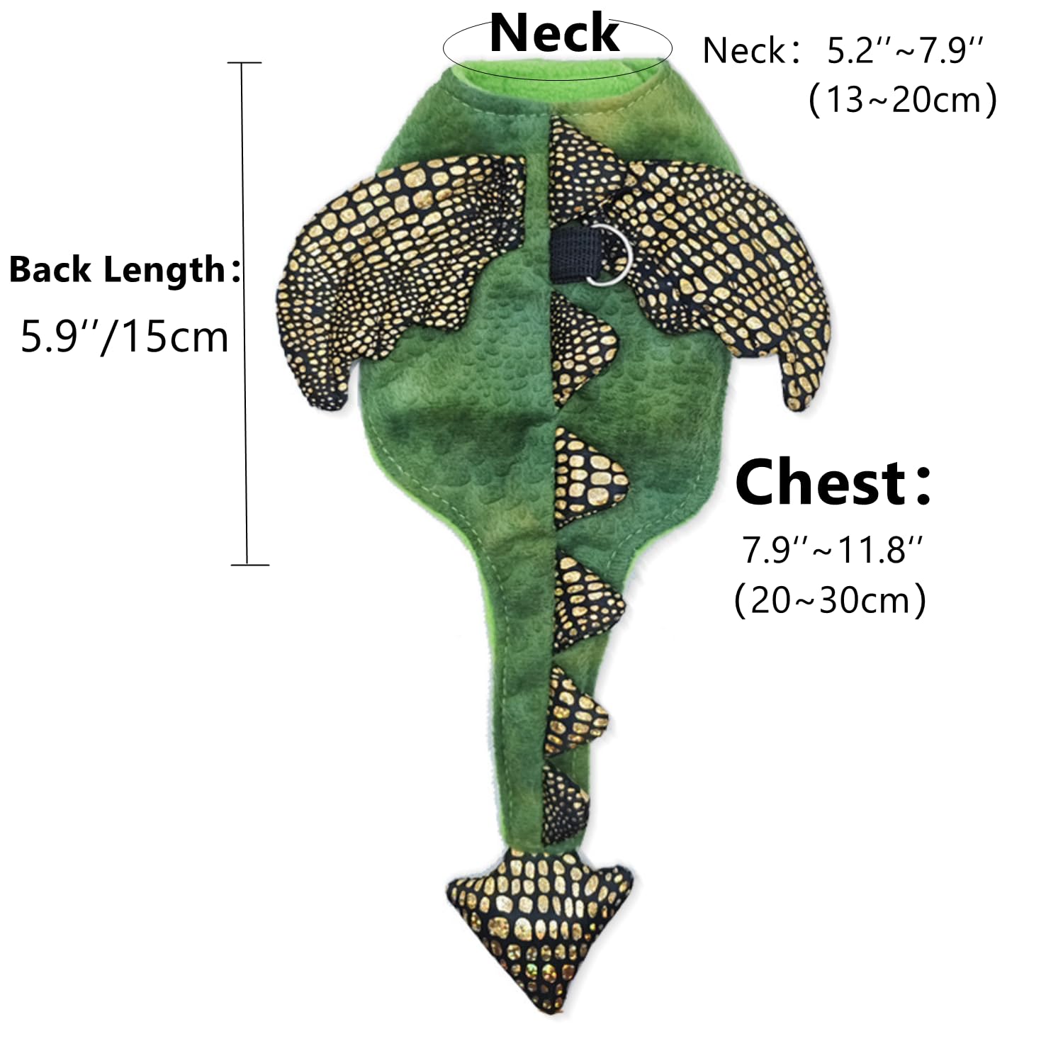 WCDJOMOP Bearded Dragon Harness Leash Set - Halloween Costume Adjustable Lizard Dinosaur Leash Harness with Wing Outdoor Walking Lead Control Rope for Bearded Dragon Reptiles Small Animals (S,Green)