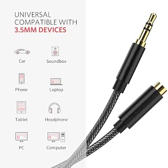 3.5mm Audio Extension Cable Male to Female Aux Lead 1.5m