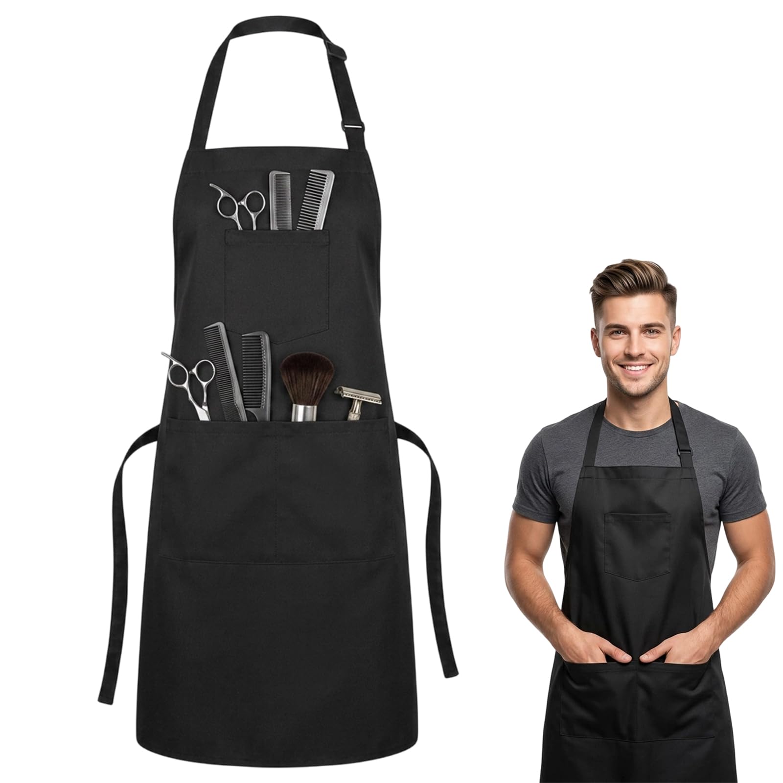 SrgPui Hairdressing Apron, Professional Black Barber Apron, Nail Technician Protective Gown, Hairdresser Equipment Cover, Salon Gown For Hair Stylists And Nail Technicians