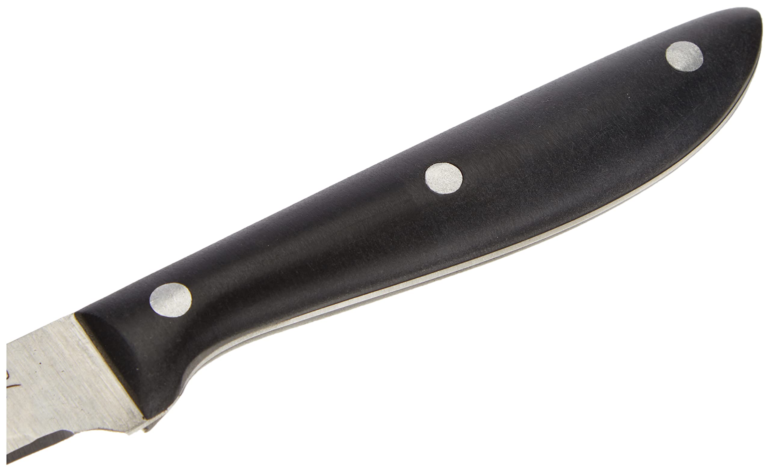 Salvinelli BISTROT Coltello Manaretta Liscio, Acciaio Inox Forgiato, Coltello Carne 6 pezzi, Lama 75 mm, Manico Ergonomico, Nero e Acciaio