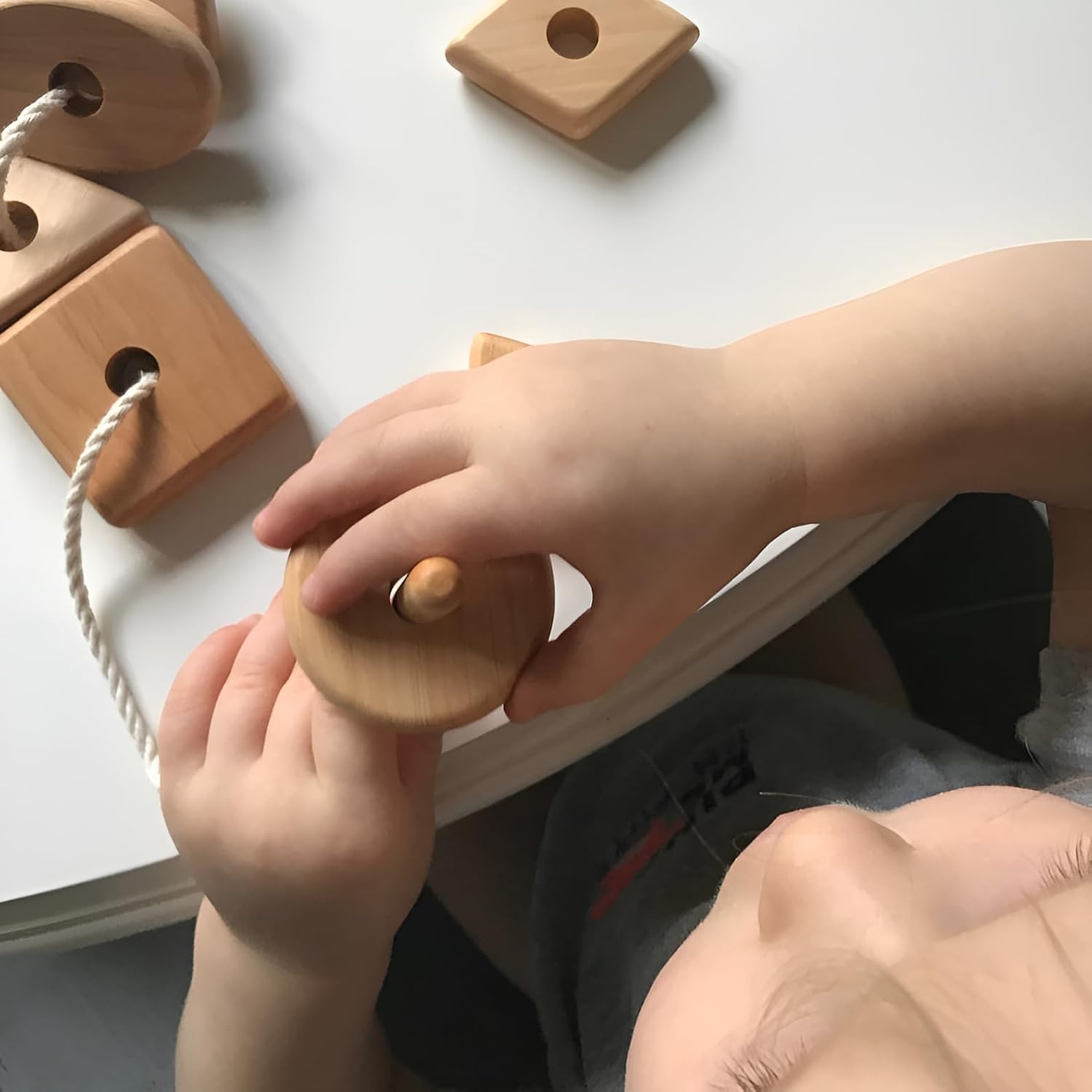 ANAIZA Wooden Geometric Shape Puzzle Toy for Kids – Educational STEM Toy for Sorting, Stacking & Fine Motor Skills Development Threading Beads Set for Toddlers– Eco-Friendly & Safe Play 3