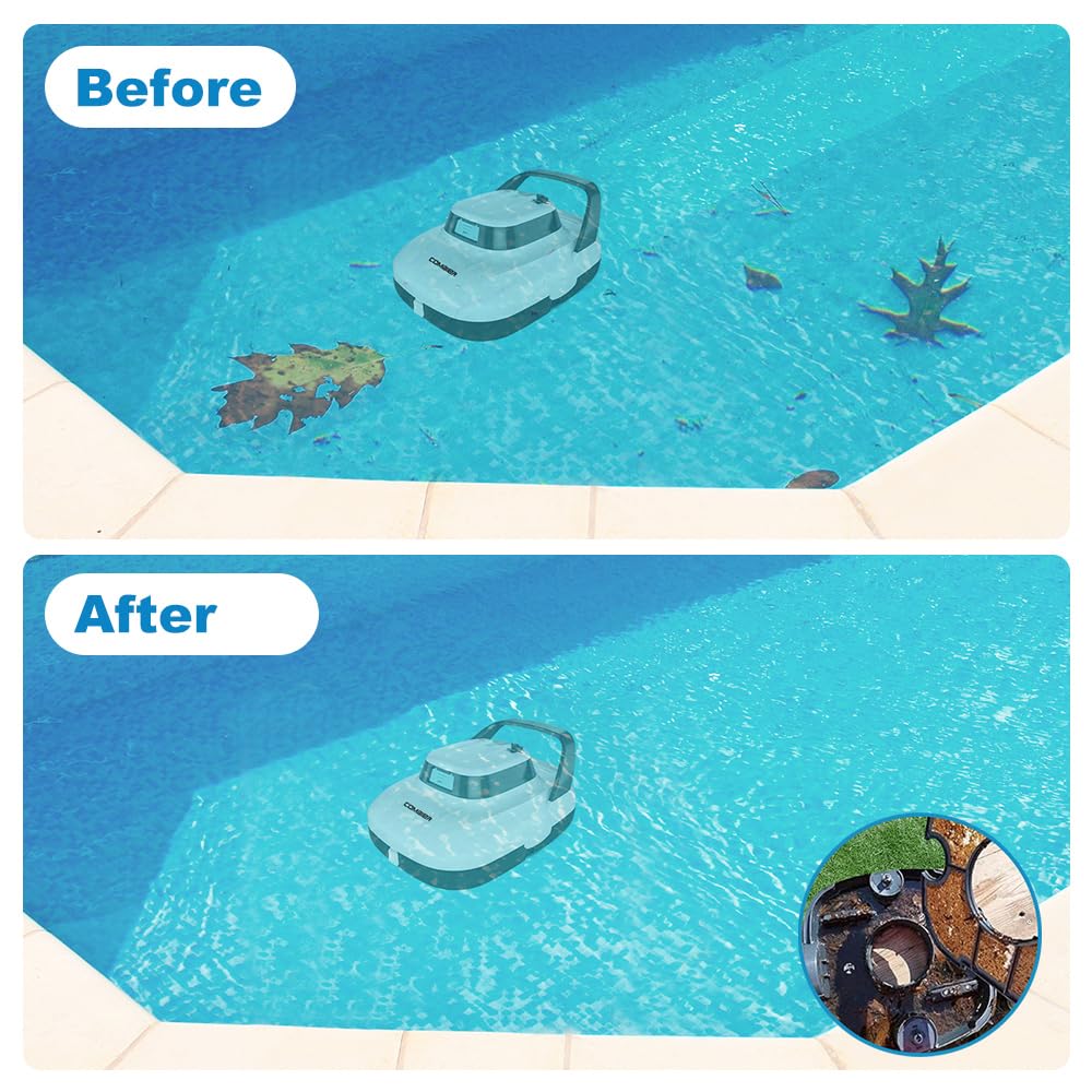 Combier Aspirateur de piscine sans fil S1 2026 pour piscines hors sol, double moteurs et ports d'aspiration puissants, robot aspirateur automatique de piscine 90 min d'autonomie, stationnement