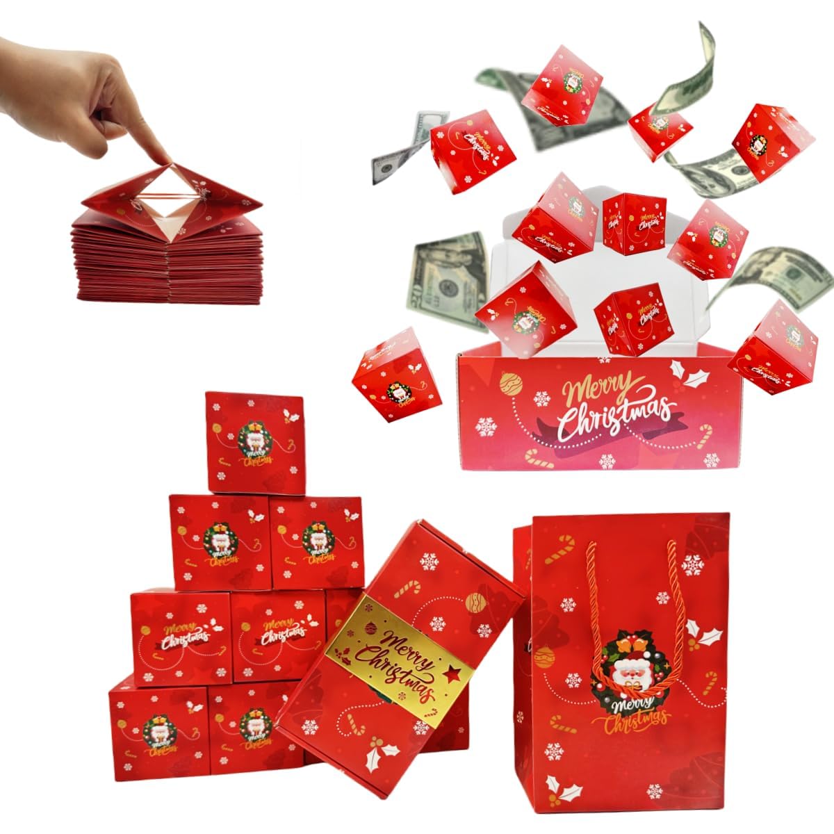 YYPLIAN Caja de regalo sorpresa para dinero, 20 cajas de regalo sorpresa explosión para Navidad, caja de regalo de dinero explosivo, cajas emergentes de Navidad para dinero (Navidad)