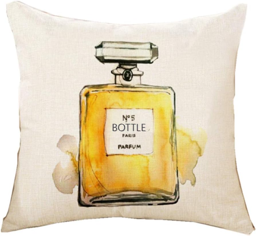Unibedding Perfume Throw Pillow Covers,Orange Perfume Decor Cotton Linen - Decorative Square Pillow Case 18" x18'' Cushion Case Home Decor