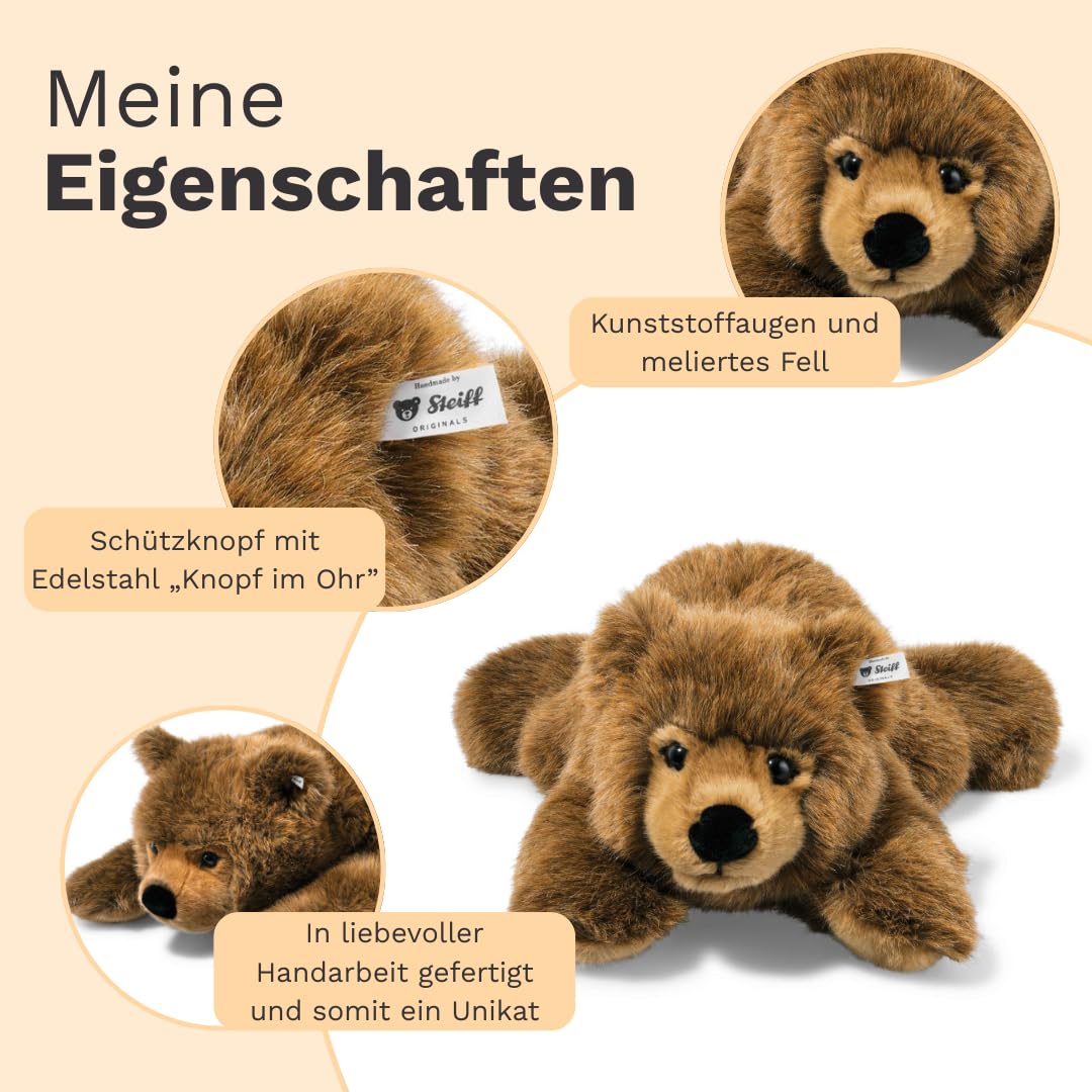 Steiff Kuscheltier Urs Braunbär, Süßes Stofftier mit Kunststoffaugen, Kinder, Jungen & Mädchen, Plüschtier 90 cm, Hellbraun, 070068