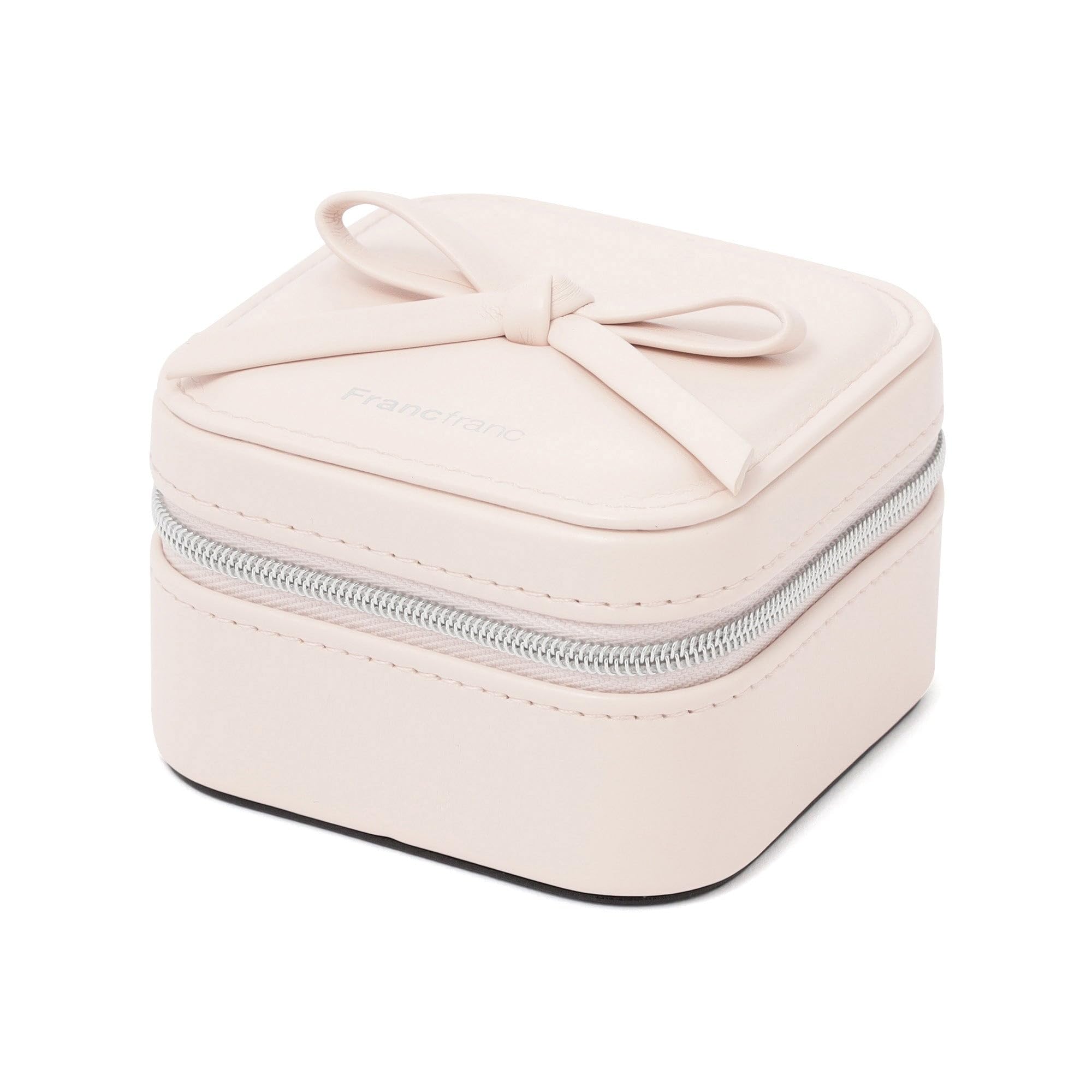Francfranc フランフラン リボン トラベルジュエリーボックス S ライトピンク アクセサリー 収納 持ち運び