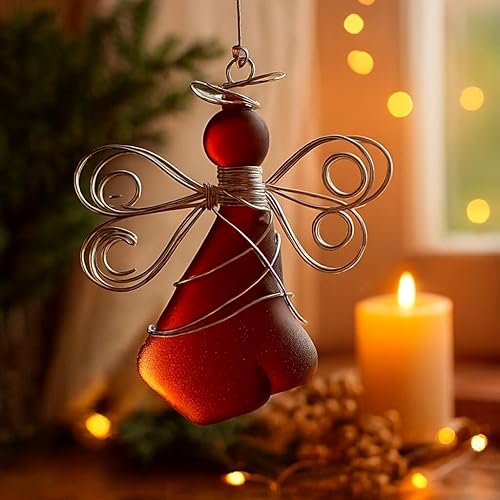 Miniatura 7 de Handmade Sea Glass Angel Ornament,Coastal Beach Christmas Decor for Tree,Unique Hanging Beach Decorations with Rope, Xmas Holiday Home Decor Gift
