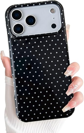 EYZUTAK Magnetic for iPhone 17 Pro Case Compatible with MagSafe, Fashion Cute Polka Dot Phone Case Simple Chic Aesthetic Polka Dot Pattern Slim TPU Protective Cover for Women Girls - Black