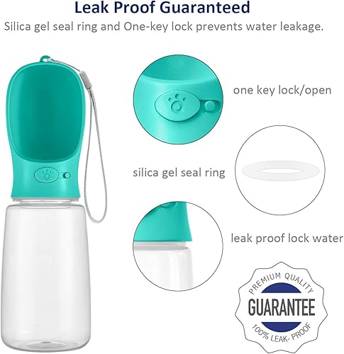 Miniatura 5 de WePet Botella de Agua Portátil para Perros, 25 OZ, Dispensador de Agua para Cachorros a Prueba de Fugas con Alimentador de Bebida para Mascotas