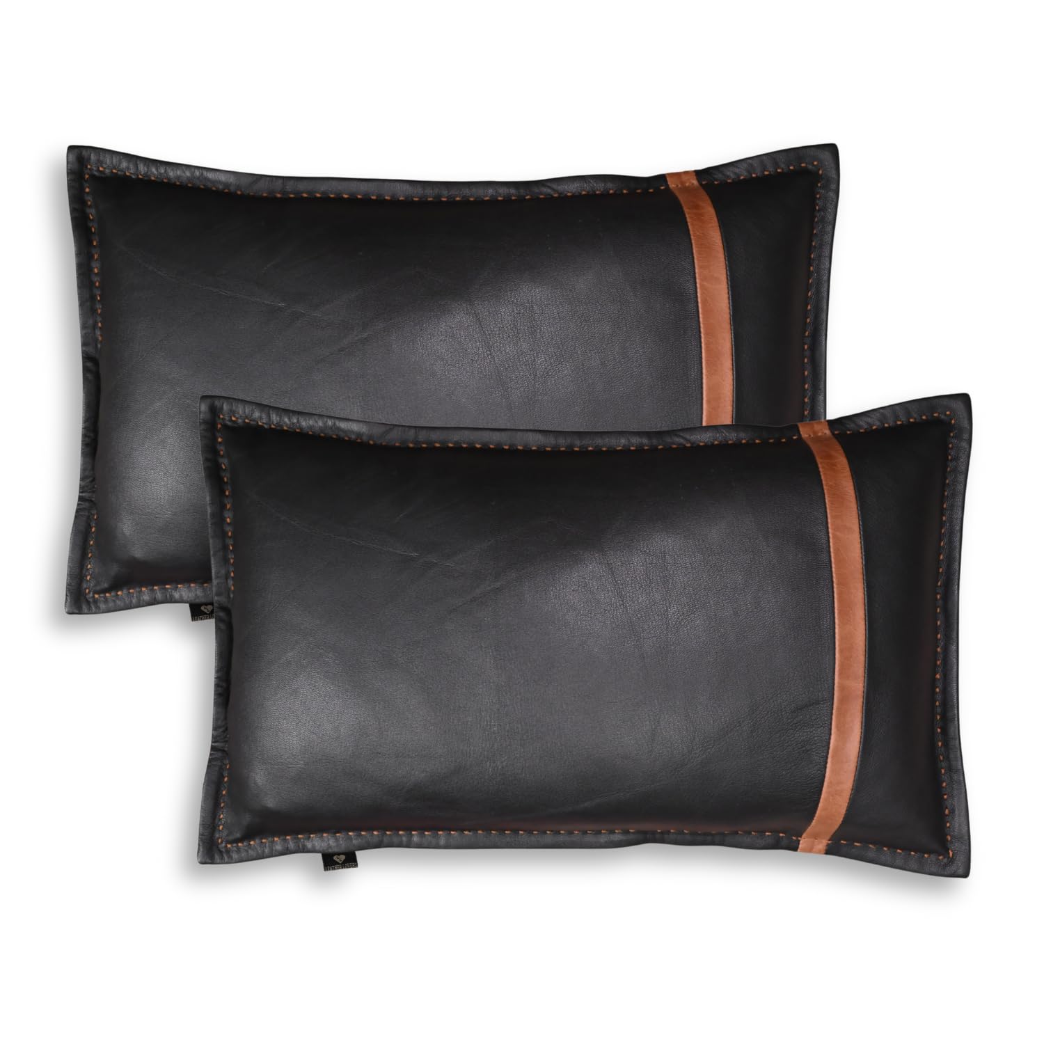 LL LEATHER LOVERS Genuine Lambskin Leather Pillow Cover, 12x20 Inch Case for Lumbar Throw Couch Pillows, Thick & Soft Cushion Covers for Sofa Bed Home