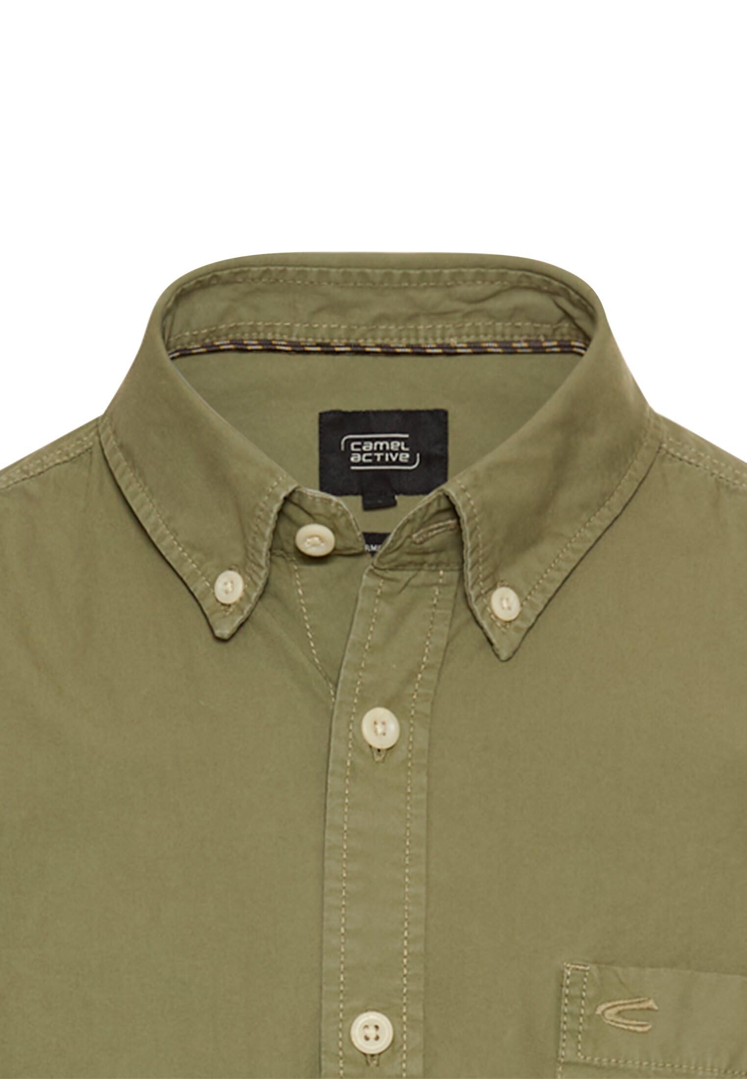 camel active Męska koszula z długim rękawem z bawełny
