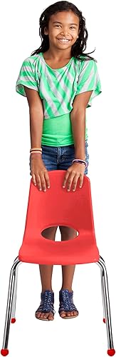 Miniatura 636 de Factory Direct Partners 10355-BL Silla escolar apilable de 10 pulgadas, asiento apilable para estudiantes con patas de acero cromado y rodamientos