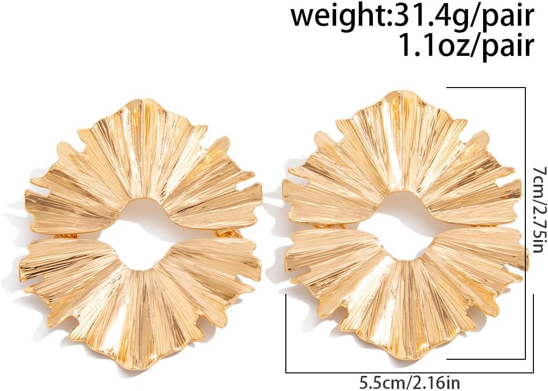Chunky Gold Petal Earrings for Women Irregular Geometric Statement Earrings Hypoallergenic Earrings Unique Leaf Floral Drop Earrings Trendy Jewelry Gift - Image 6