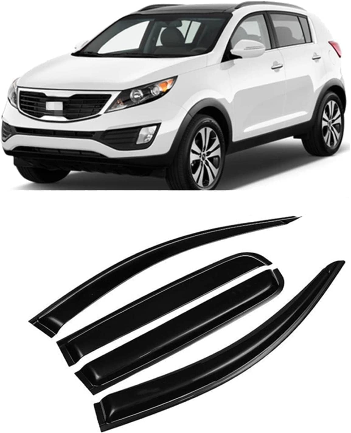 Panxuc Normal Car Wind Deflectors For Kia Sportage 2011-2015 2016, Side Window Wind Rain Deflector Window Visor Sun Rain Guard Smoke Guards