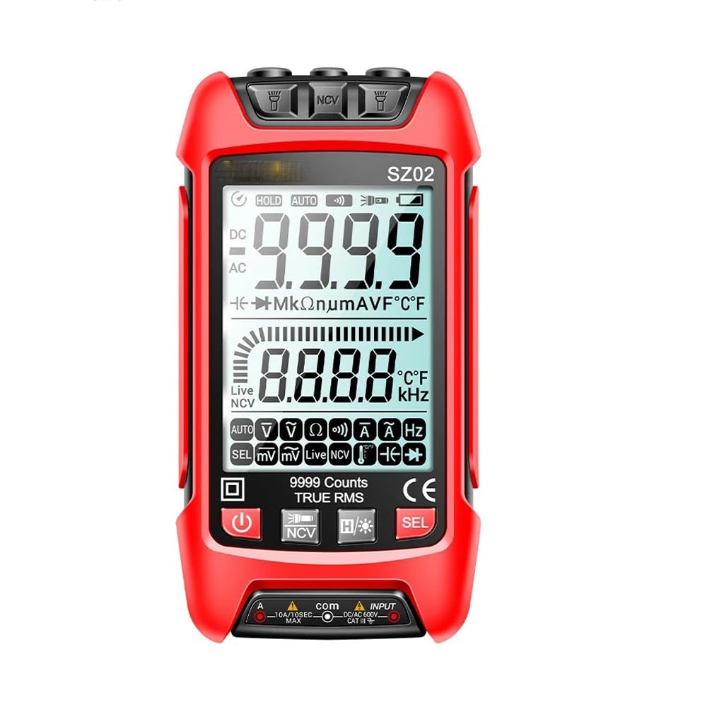 Digital Multimeter Transistor Smart Testers 9999 Counts True RMS Auto Electrical Capacitance Meter Temp Resistance