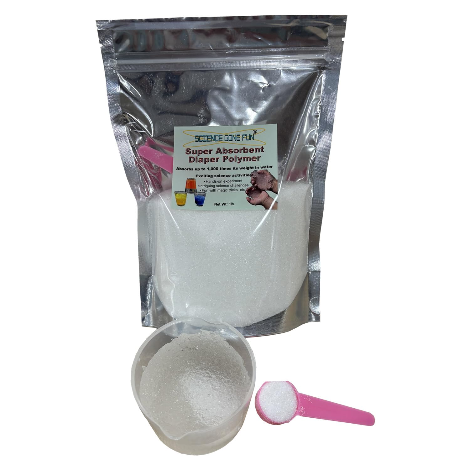 Super Absorbent Polymer (Sodium Polyacrylate) Crystals - Fine Granules for Science Experiments, Magic Tricks & Crafts - Non-Toxic, Educational & Fun (1 lb Bag)