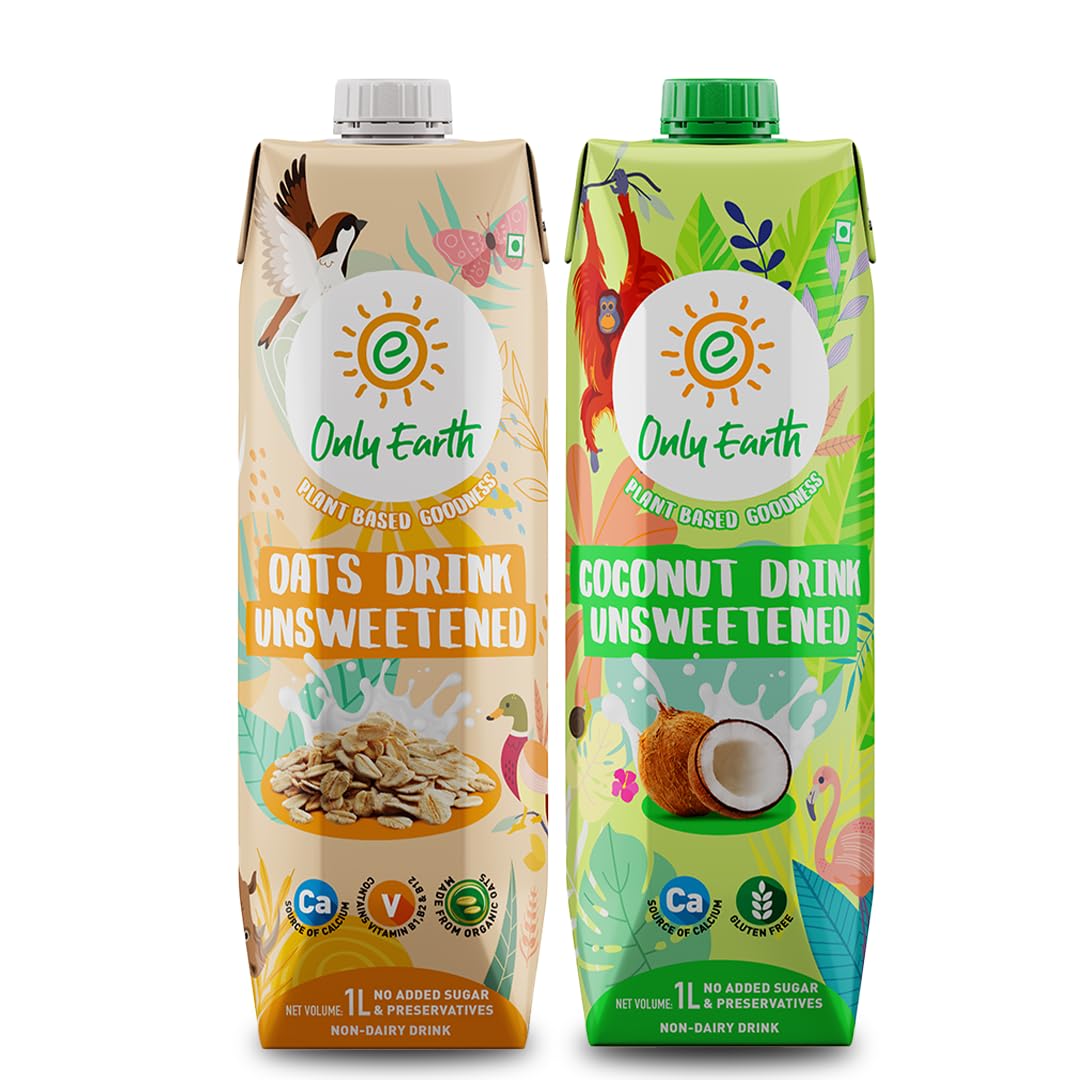 Only Earth Unsweetened Oats & Coconut Milk | Lactose-Free | Preservatives Free | Gluten-Free | No Added Sugar | Soya Free | No Trans-Fat | Low Calorie | Vegan | Plant-Based Alternative 1 litre (Pack of 2 Variants) (B0946RMM3T) Amazon Price History, Amazon Price Tracker