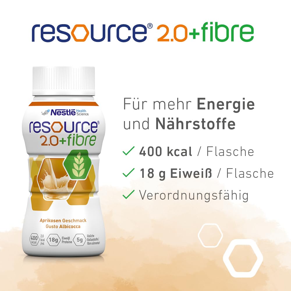 resource® 2.0+fibre ist eine hochkalorische Trinknahrung mit hochwertigem Milcheiweiß und löslichen Ballaststoffen | Glutenfrei & Lactosearm | Probe-Set, 6 Sorten mit je 200 ml