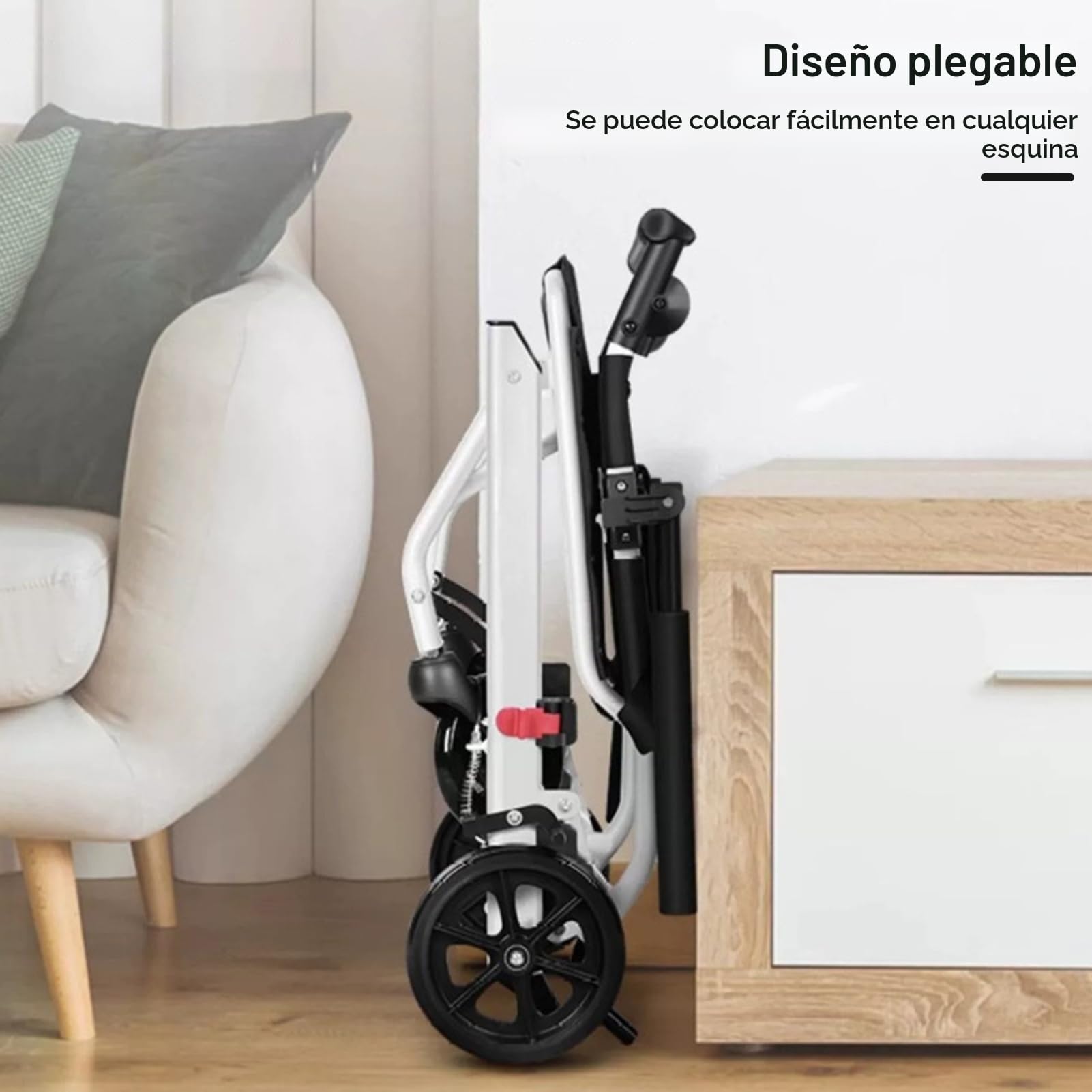 Silla de ruedas plegable, silla de ruedas portátil ligera con reposabrazos abatibles de 270° y reposapiés extraíble, silla de viaje ergonómica con correa de seguridad ajustable para adultos y