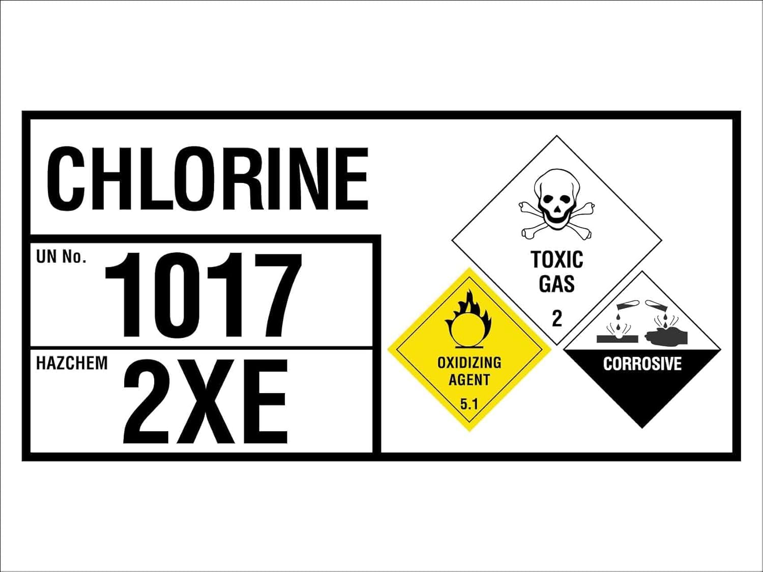 Chlorine Chemical Safety Warning Sign, Industrial Storage Risk Alert Metal Tin Plaque 12x8 Inch