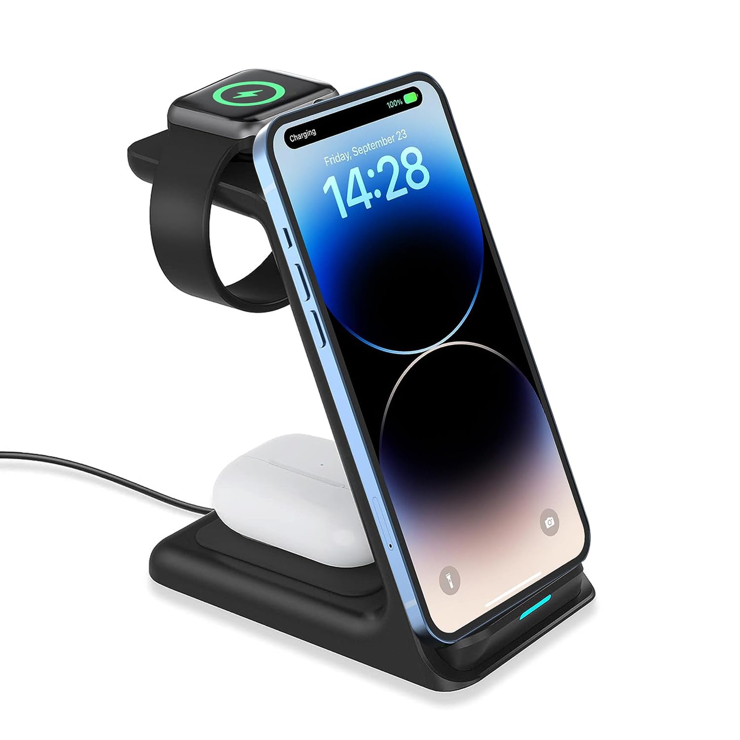 UNIGEN UNIDOCK 250 [2021] 3-in-1 Wireless Charging Stand with 15W Type-C PD for iWatch SE/6/5/4/3/2, AirPods 2/3/Pro, iPhone & Qi Devices (Black) (B096FL1H6P) Amazon Price History, Amazon Price Tracker