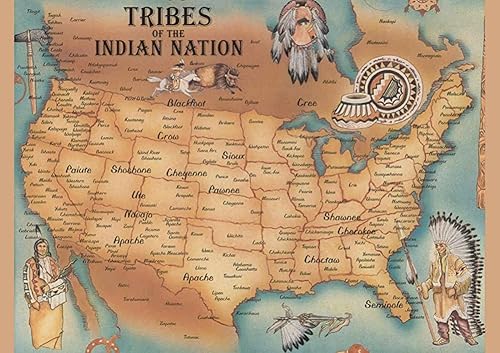 Miniatura 1 de Krouterebs Cartel de metal con texto en inglés This is A Map of American Native Tribe Nations (This is A Map of American Native Tribe Nations, placa