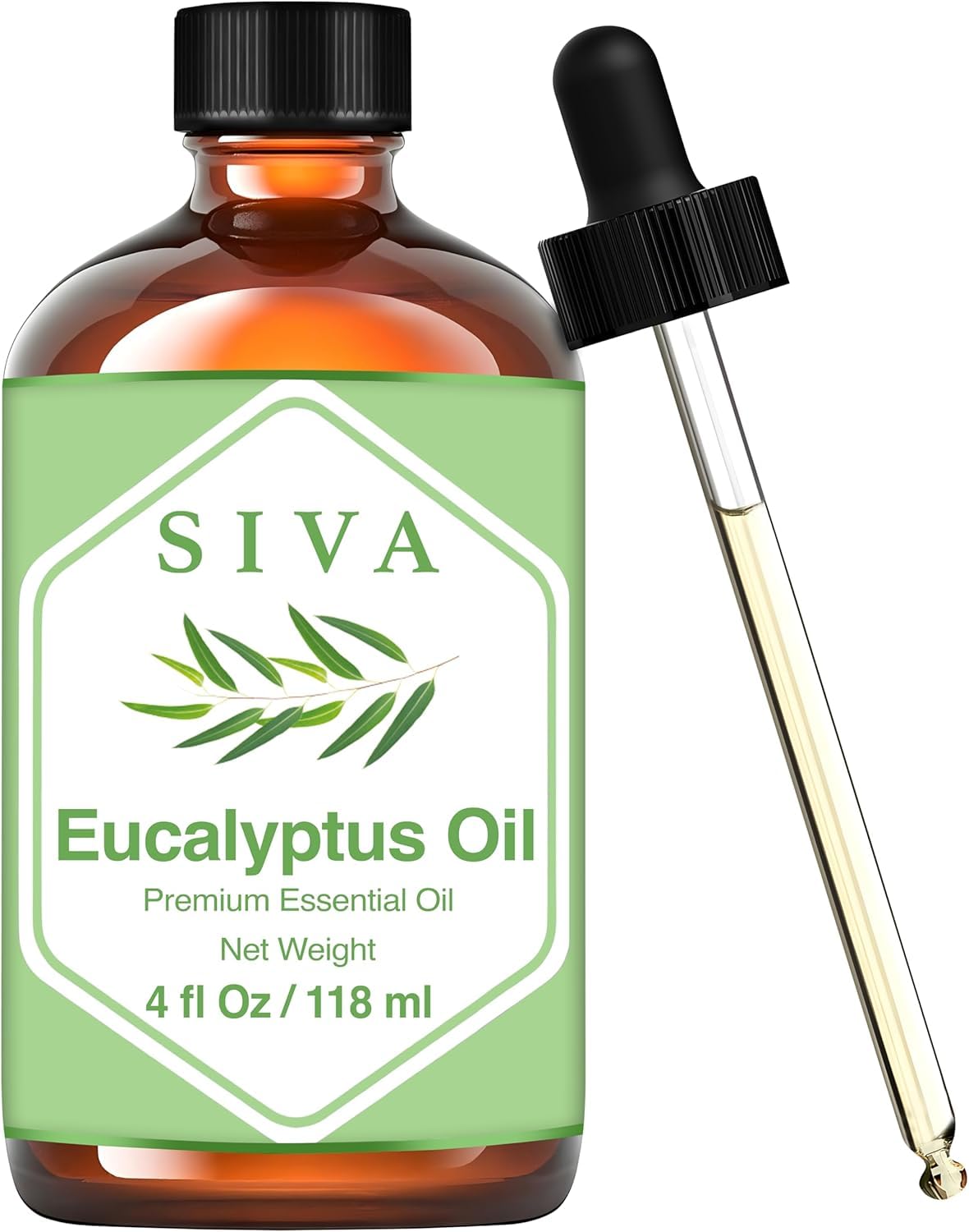 SIVA Eucalyptus Oil 4 fl oz – 100% Natural Essential Oil with Dropper – For Diffuser, Hair, Skin, Soap & Candle Making