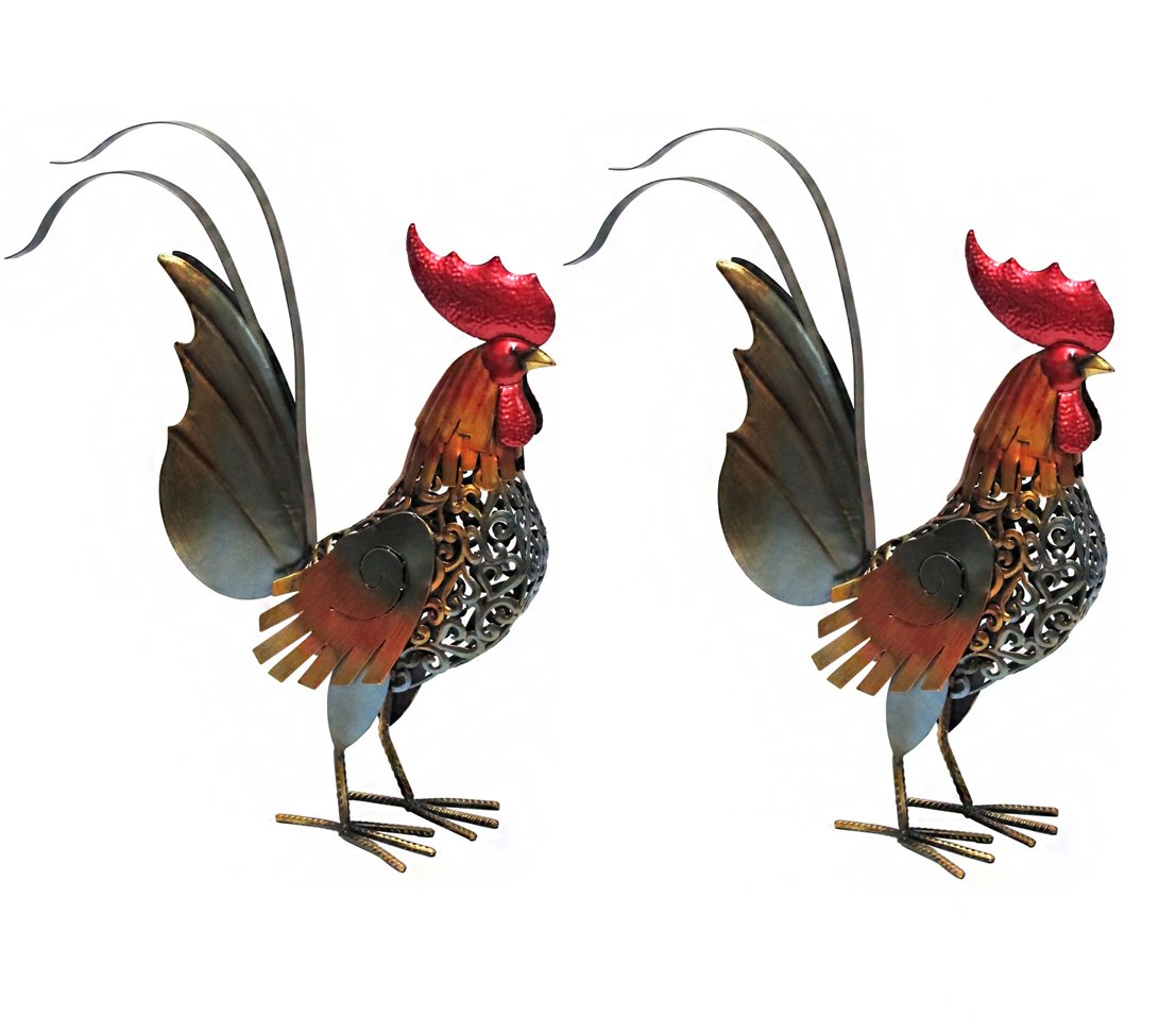 Dehner Figurka dekoracyjna kurek Toni, 2 sztuki, każda ok. 55,5 x 42,5 x 16 cm, metal, kolorowa