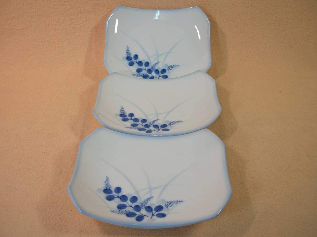 陶芸 萩焼 角皿 未 日本製 陶器 萩窯 白磁 巻絵萩 角