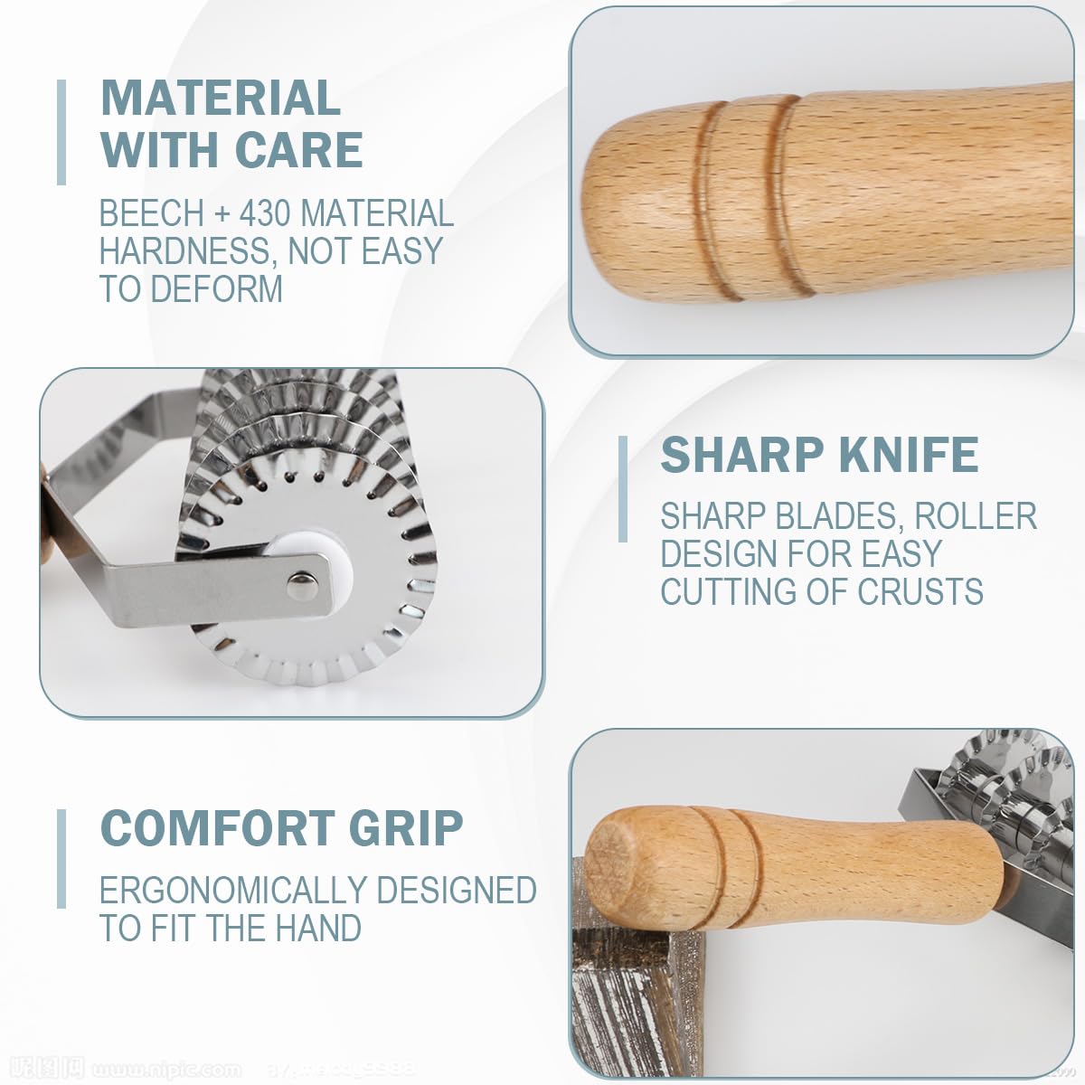Taglierina A Rullo Per Pasta In Acciaio Inox DOERDO | Tagliapasta Rotella Per Spaghetti E Pasta Fatta In Casa | 20,3 X 11,4 Cm