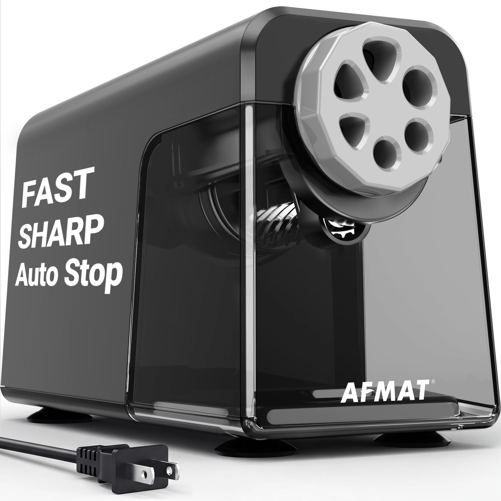 AFMAT PSX1 Electric Pencil Sharpener Heavy Duty, 6 Holes, Auto Stop Pencil Sharpener, Cla…