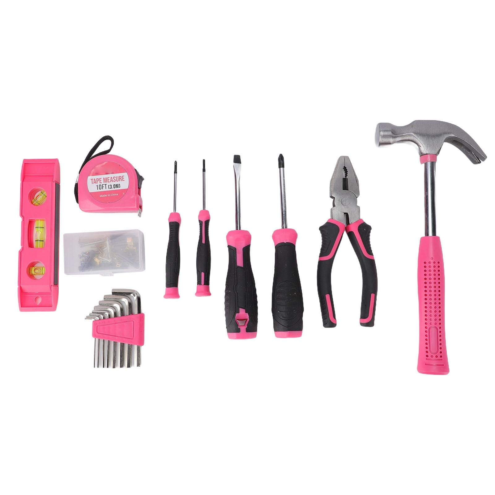 Kit de herramientas de reparación para el hogar para mujeres y principiantes, herramientas manuales completas, llave de martillo, hardware con caja de herramientas portátil,