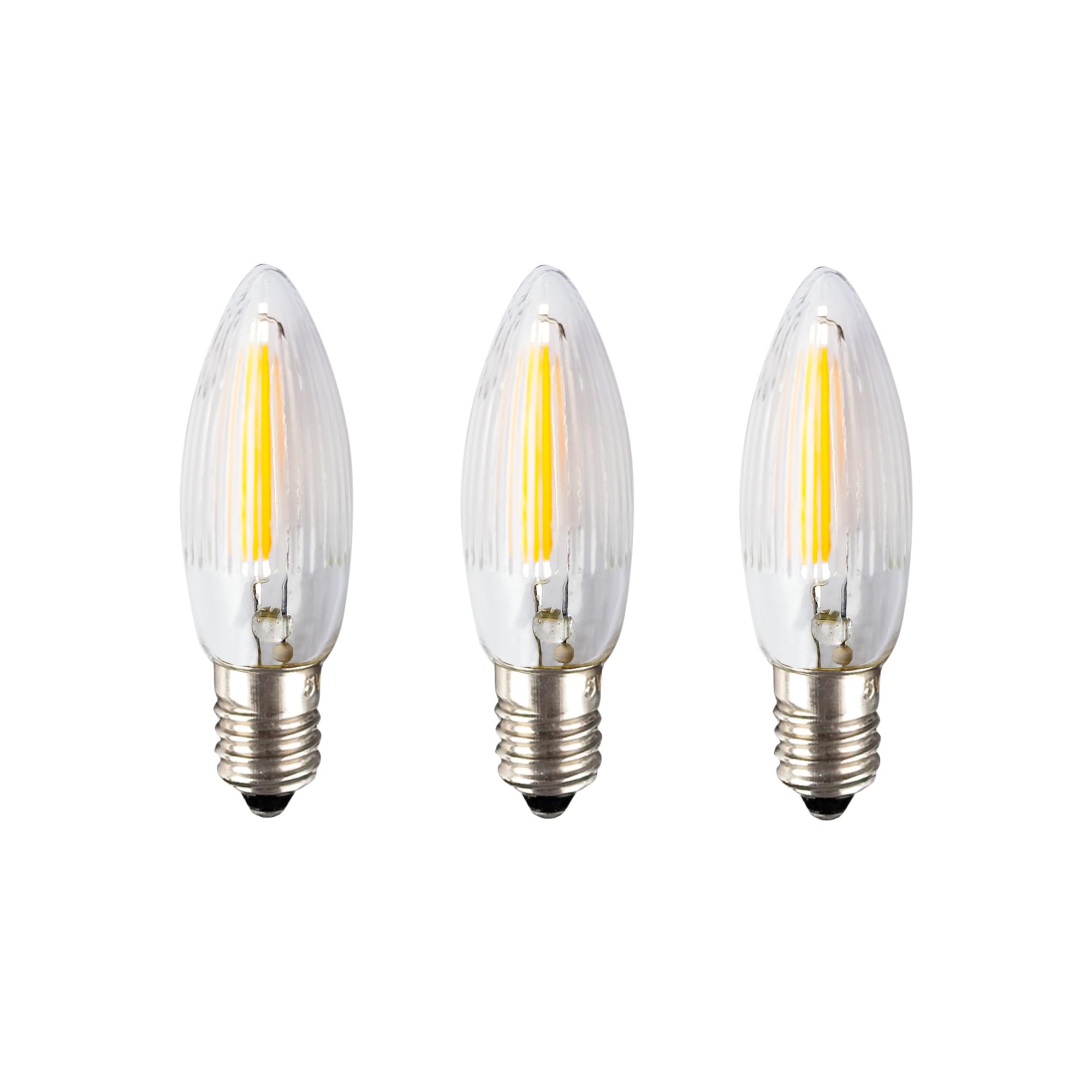 hellum Zapasowe świece LED filament 12 V 0,5 W do łańcuchów świetlnych i łuku świetlnego, 3 sztuki świec ryflowanych E10 (Ø 10 mm) pasują do 20 punktów świetlnych, 17 lumenów, zapasowe świece, łańcuch