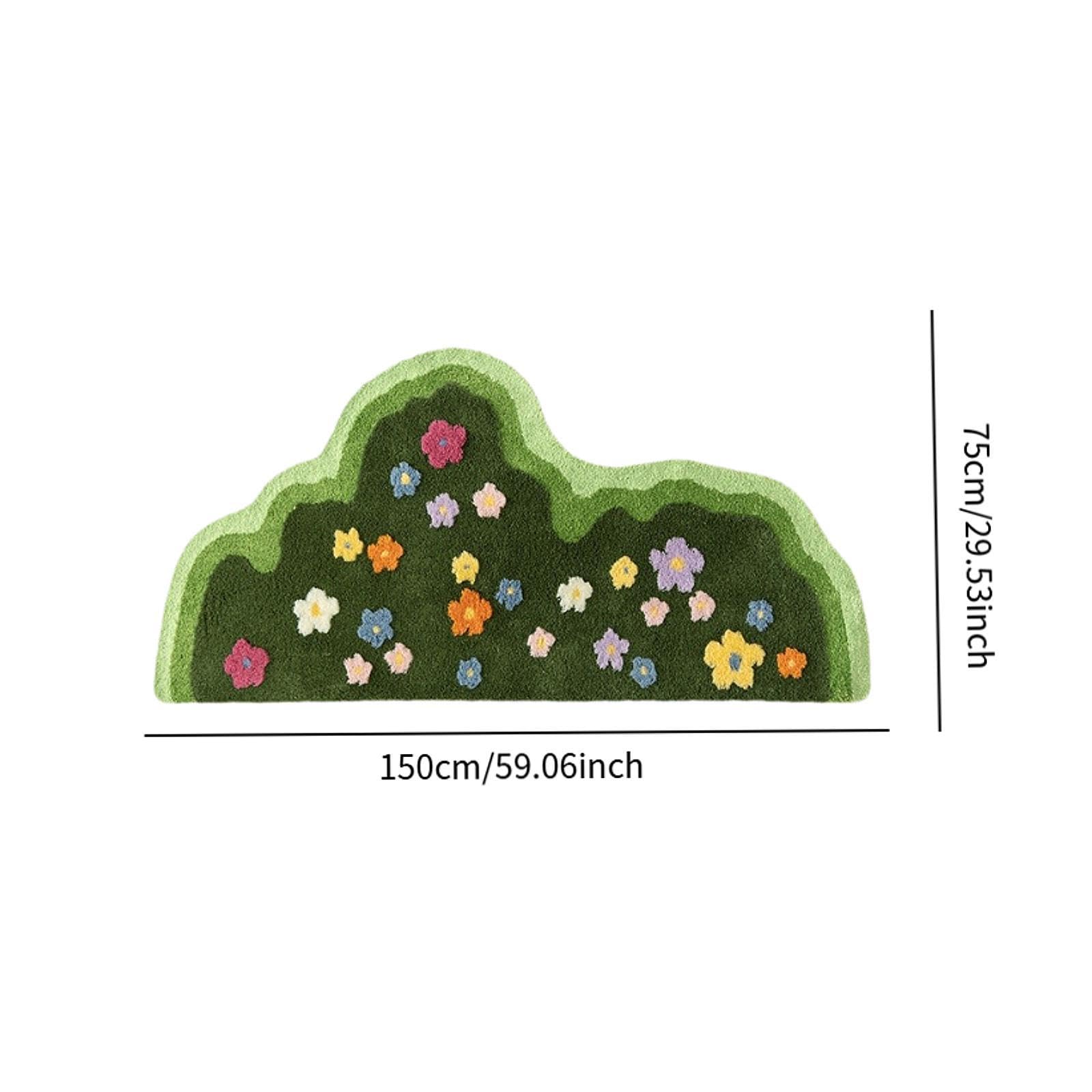 Tappeto irregolare con motivo floreale verde, antiscivolo, assorbente, in microfibra, per bagno, camera da letto, doccia, morbido tappetino decorativo (150 x 75 cm)