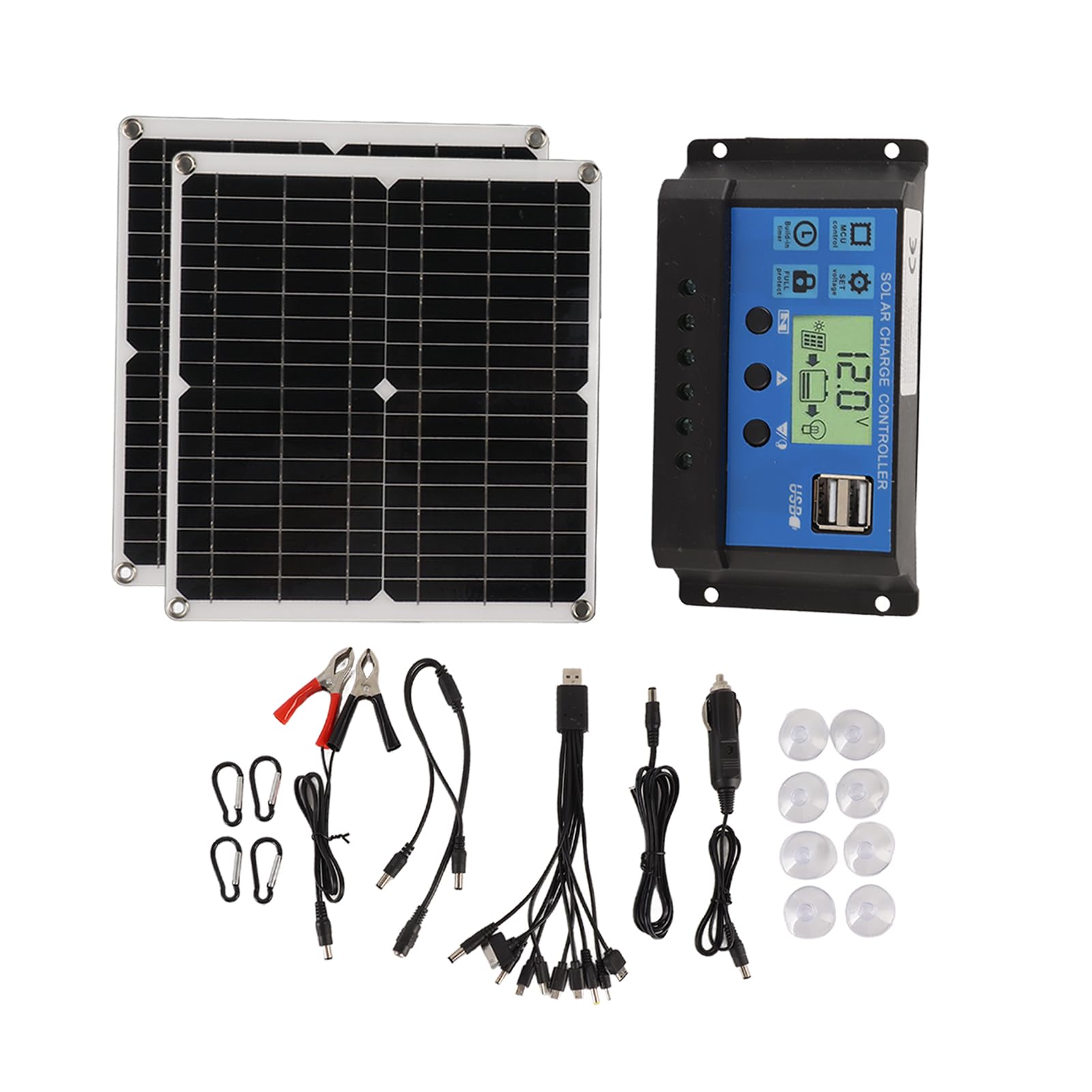 GLOGLOW Cargador Solar Impermeable IP65 Dual USB RV, Silicio Monocristalino, Potencia de 50 W, Mantenedor de Batería de 12 V 24 V para Camping, Senderismo, Uso Fuera de la Red