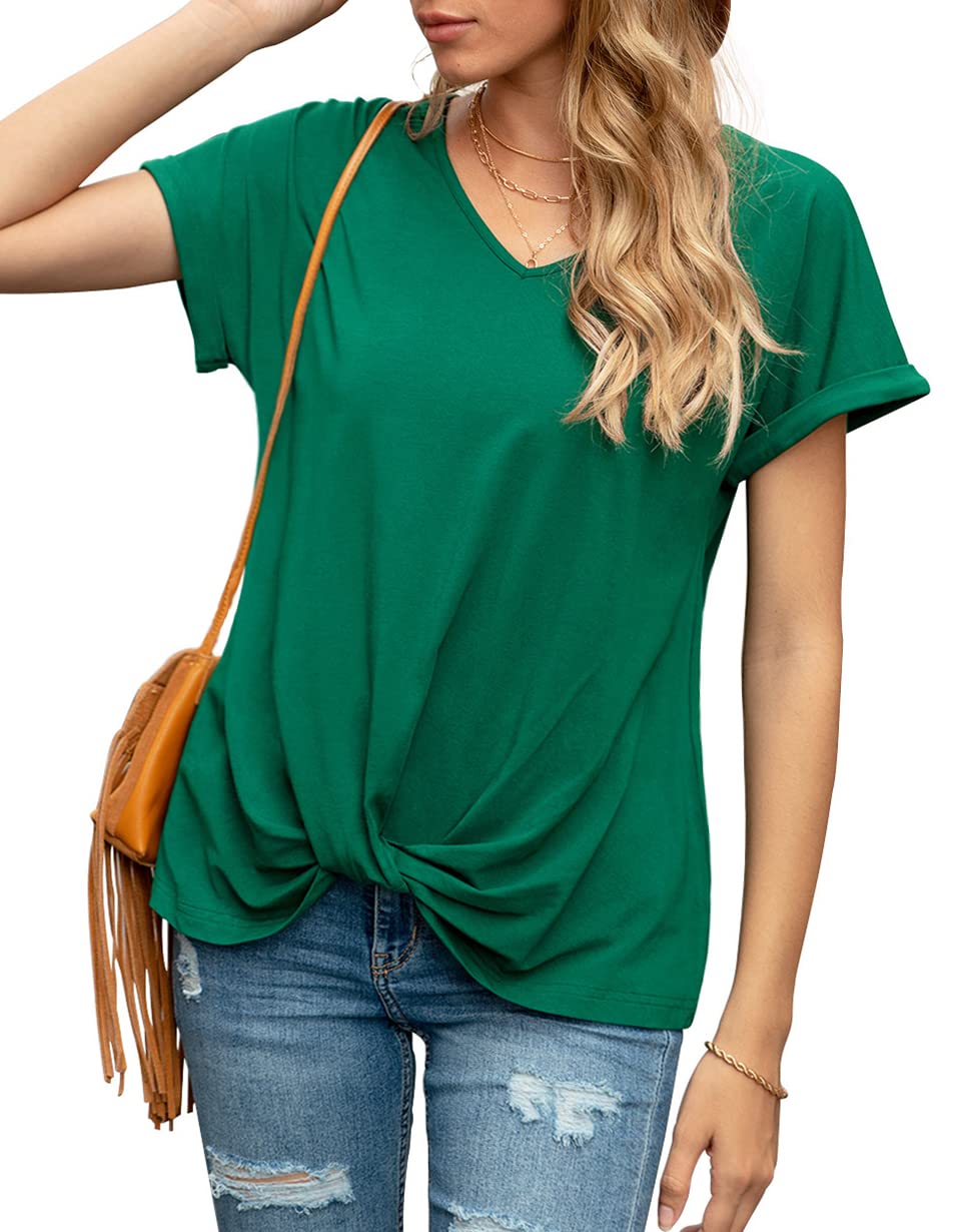 Iandroiy Tunique D'été Décontractée à Manches Courtes Et Col